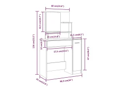 Toucador com espelho 86,5x35x136 cm cinzento cimento