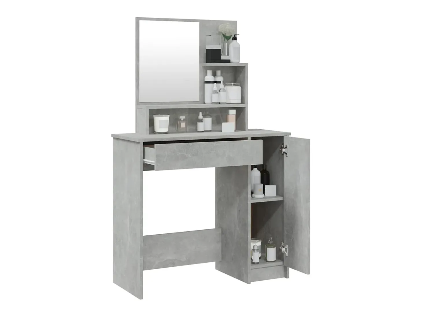 Toucador com espelho 86,5x35x136 cm cinzento cimento