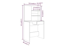 Toucador com espelho 74,5x40x141 cm preto