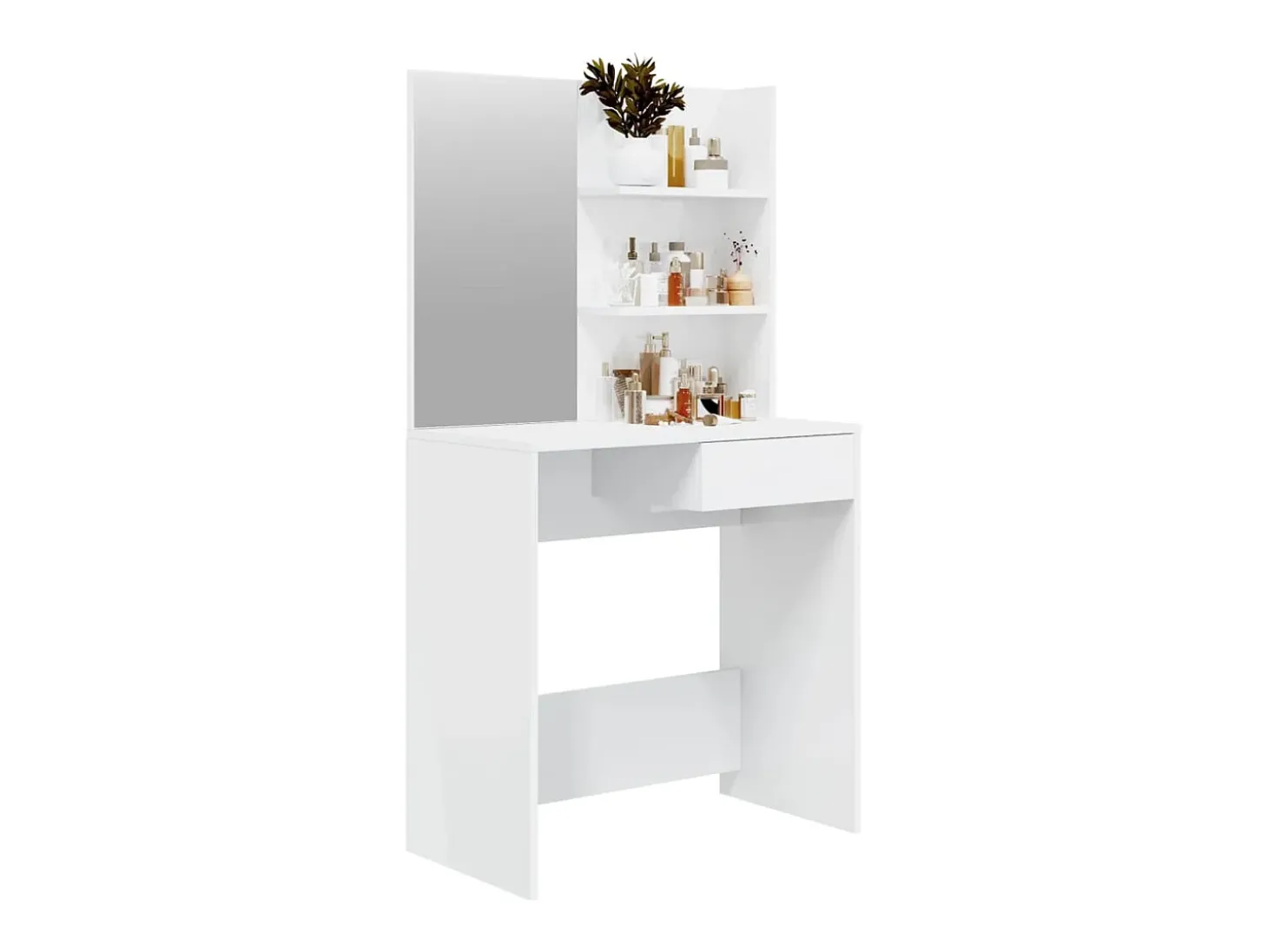 Toucador com espelho 74,5x40x141 cm branco brilhante