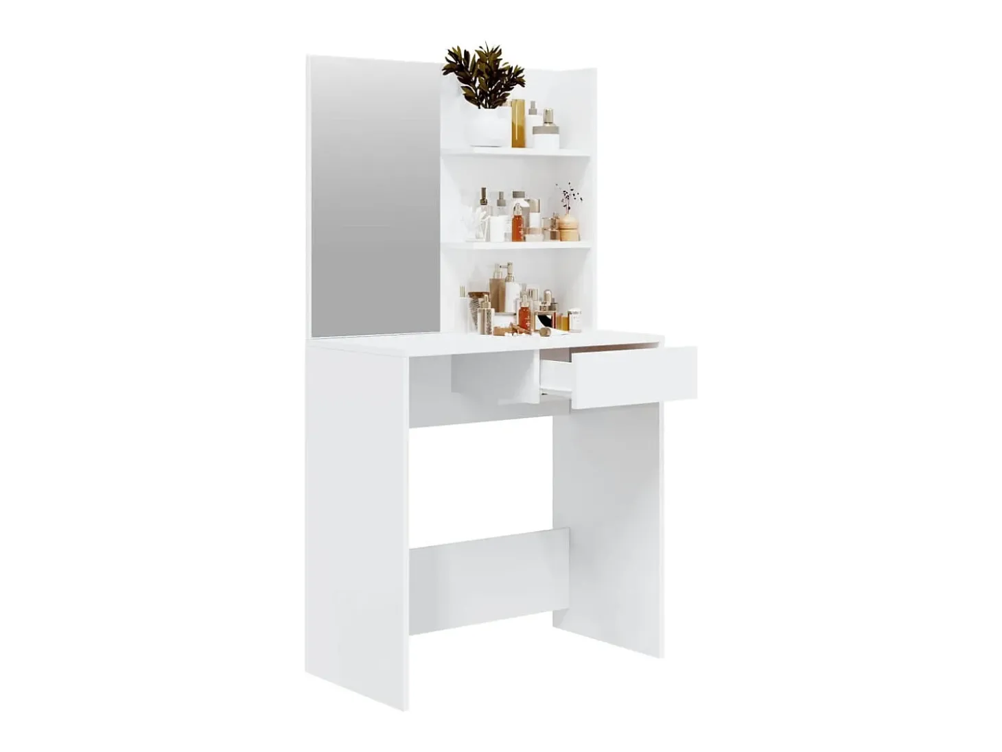 Toucador com espelho 74,5x40x141 cm branco brilhante
