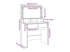 Toucador com LED 80x41x134,5 cm carvalho sonoma