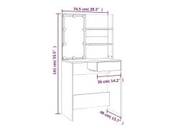 Toucador com LEDs 74,5x40x141 cm branco