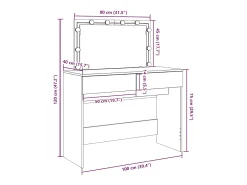 Toucador com LEDs 100x40x120 cm carvalho sonoma