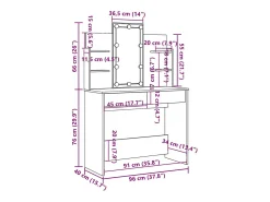 Toucador com luzes LED 96x40x142 cm carvalho sonoma