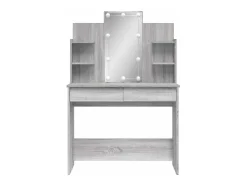 Toucador com luzes LED 96x40x142 cm cinzento sonoma