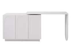 Toucador giratório retrátil em MDF - 3 portas com 6 prateleiras reguláveis - Branco