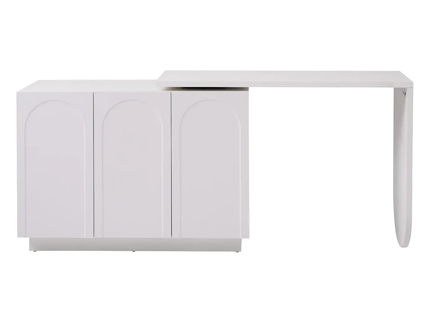 Toucador giratório retrátil em MDF - 3 portas com 6 prateleiras reguláveis - Branco