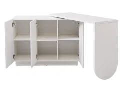 Toucador giratório retrátil em MDF - 3 portas com 6 prateleiras reguláveis - Branco