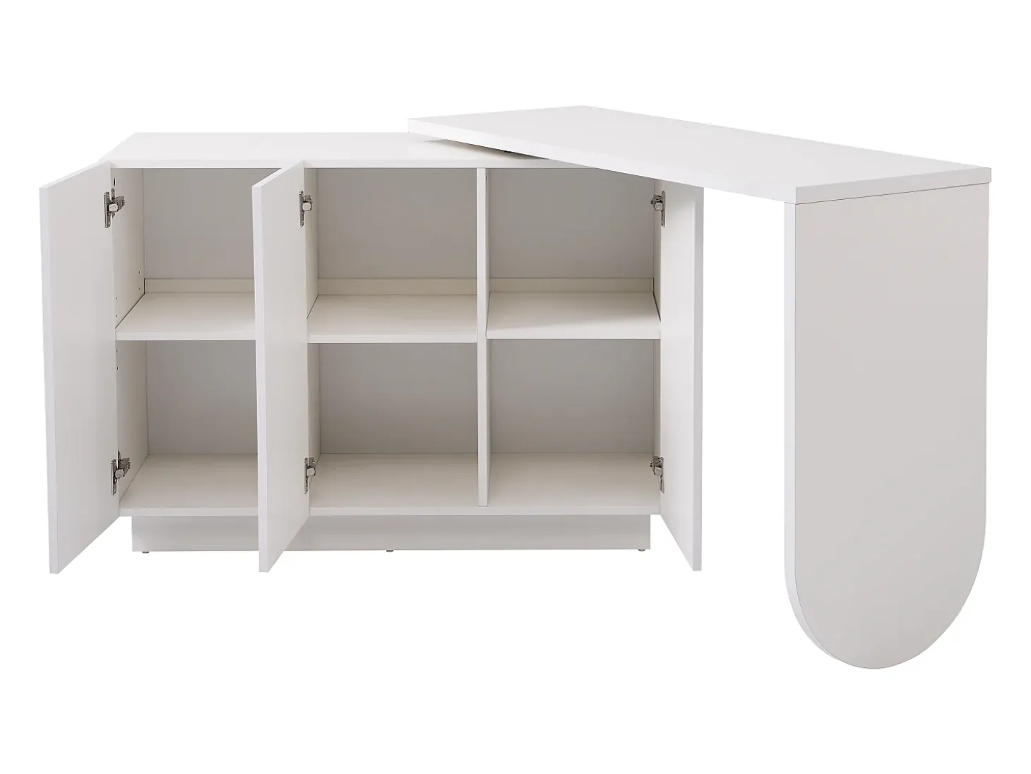 Toucador giratório retrátil em MDF - 3 portas com 6 prateleiras reguláveis - Branco