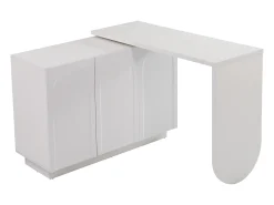 Toucador giratório retrátil em MDF - 3 portas com 6 prateleiras reguláveis - Branco