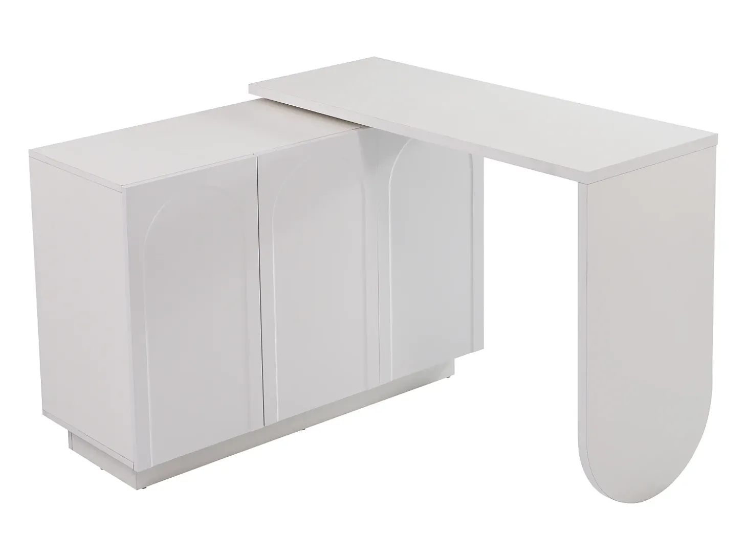 Toucador giratório retrátil em MDF - 3 portas com 6 prateleiras reguláveis - Branco