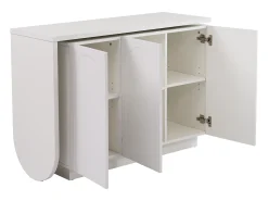 Toucador giratório retrátil em MDF - 3 portas com 6 prateleiras reguláveis - Branco