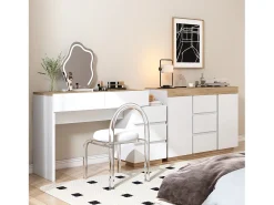 Toucador moderno com 5 gavetas - em aglomerado - Branco