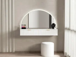 Toucador suspenso com espelho, LEDs e 2 gavetas branco - FRALYN de Pascal Morabito