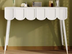 Toucador 100x40x76cm - con 2 gavetas - pés da mesa de metal - Branco