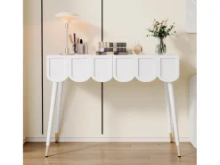Toucador 100x40x76cm - con 2 gavetas - pés da mesa de metal - Branco