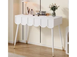 Toucador 100x40x76cm - con 2 gavetas - pés da mesa de metal - Branco