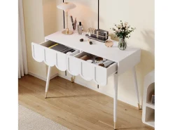 Toucador 100x40x76cm - con 2 gavetas - pés da mesa de metal - Branco