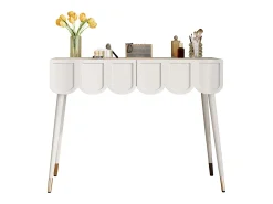 Toucador 100x40x76cm - con 2 gavetas - pés da mesa de metal - Branco