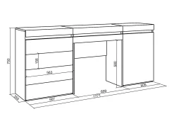 Toucador, 177x35x75cm, Com gaveta, Cómoda, Cimento