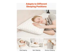 Travesseiro de Espuma com Memória SucceBuy, 90 x 48,5 cm, com Capa de Fibra Natural Removível Lavável, Bom Suporte, Conforto Ótimo, Branco