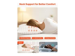 Travesseiro de Espuma com Memória SucceBuy, 90 x 48,5 cm, com Capa de Fibra Natural Removível Lavável, Bom Suporte, Conforto Ótimo, Branco