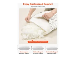 Travesseiro de Espuma com Memória SucceBuy, 74 x 48 cm, com Capa de Fibra Natural Removível Lavável, Bom Suporte, Conforto Ótimo, Branco