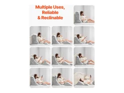 Travesseiro Inclinado para Cama SucceBuy, Travesseiro Triangular Ortopédico Ajustável, Relleno de Espuma, Capa Lavável,Alívio do Refluxo Ácido, Branco/Cinza