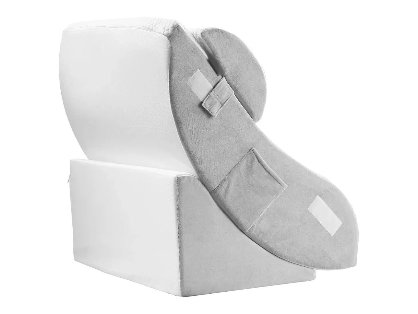 Travesseiro Inclinado para Cama SucceBuy, Travesseiro Triangular Ortopédico Ajustável, Relleno de Espuma, Capa Lavável,Alívio do Refluxo Ácido, Branco/Cinza
