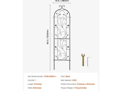 Treliça De Jardim Em Metal SucceBuy, 152.4 X 38.1Cm, Suporte Antiferrugem Para Plantas Trepadeiras