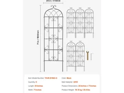 Treliça De Jardim SucceBuy Conjunto De 4 Treliças De Jardim Em Metal 180.34 X 50.8 Cm, Suporte Para Plantas Trepadeiras, Antiferrugem