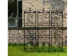 Treliça metálica Unho, conjunto de 2, treliça antirrusto para plantas trepadeiras, 195 x 50 cm, treliça de jardim, decoração de jardim, preto