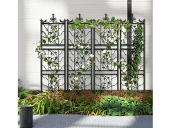 Treliça metálica Unho, conjunto de 2, treliça antirrusto para plantas trepadeiras, 195 x 50 cm, treliça de jardim, decoração de jardim, preto