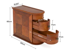 Tribesigns Mesa de apoio estreita em madeira, 2 gavetas, mesas de canto para sofá de sala, mesa de cabeceira de designer para quarto, sem necessidade de montagem, nogueira