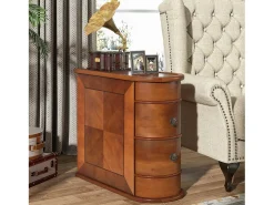 Tribesigns Mesa de apoio estreita em madeira, 2 gavetas, mesas de canto para sofá de sala, mesa de cabeceira de designer para quarto, sem necessidade de montagem, nogueira