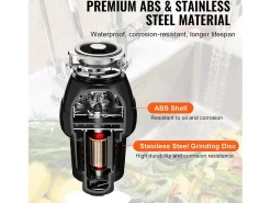 Triturador de Resíduos SucceBuy para Pia de Cozinha, 1/2 CV, Sistema de Trituração de Resíduos Alimentares, 3820 rpm, com Cabo de Alimentação