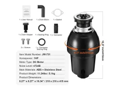 Triturador de Resíduos SucceBuy, 1CV, Sistema de Trituração de Resíduos Alimentares com Montagem EZ,3960 rpm,Equipado com Cabo de Alimentação