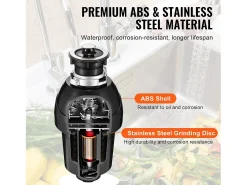 Triturador de Resíduos SucceBuy, 1CV, Sistema de Trituração de Resíduos Alimentares com Montagem EZ,3960 rpm,Equipado com Cabo de Alimentação