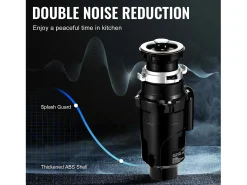 Triturador SucceBuy Triturador de Resíduos de Cozinha, 1/2 CV, Sistema de Trituração de Resíduos Alimentares, 3820 rpm, com Cabo de Alimentação