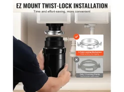 Triturador SucceBuy Triturador de Resíduos de Cozinha, 1/2 CV, Sistema de Trituração de Resíduos Alimentares, 3820 rpm, com Cabo de Alimentação