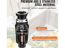 Triturador SucceBuy Triturador de Resíduos de Cozinha, 1/2 CV, Sistema de Trituração de Resíduos Alimentares, 3820 rpm, com Cabo de Alimentação