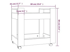 Trólei de secretária 60x45x60 cm derivados de madeira branco