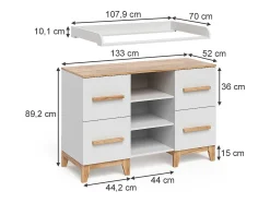 Trocador branco/artesanal 133x70x98 malia