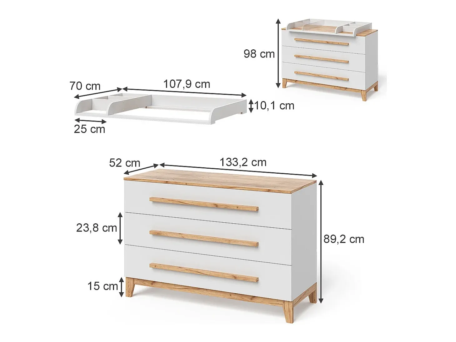 Trocador branco/artesanal 133.2x70x98 malia