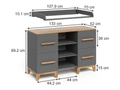 Trocador cinza/artesanal 133x70x98 malia