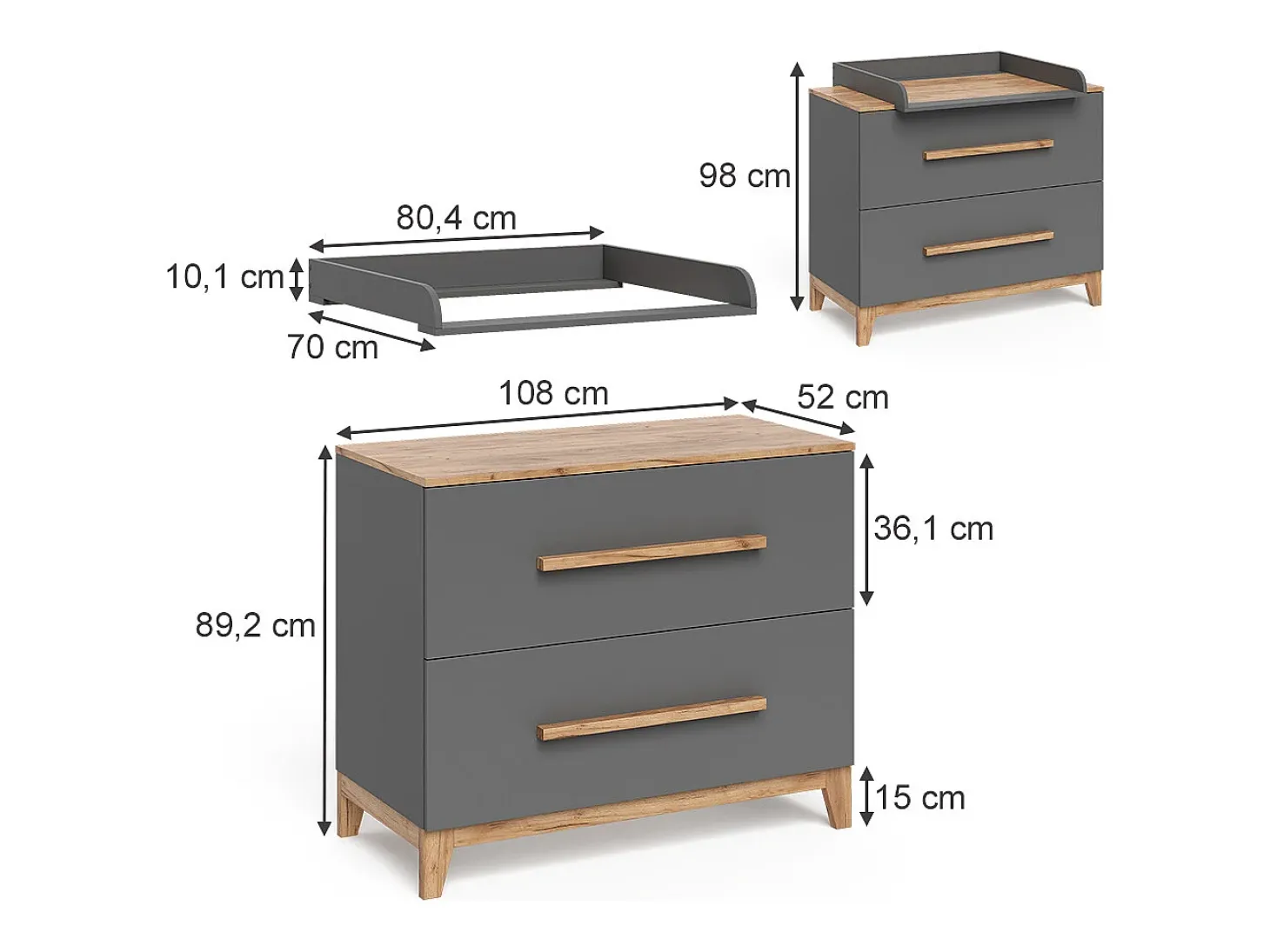 Trocador cinza/artesanal 108x70x98 malia
