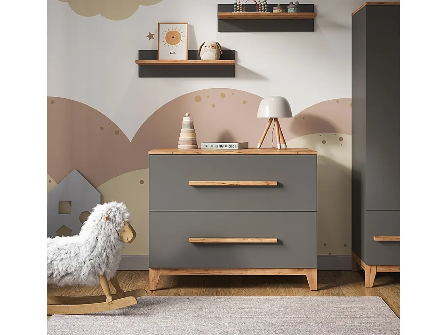 Trocador cinza/artesanal 108x70x98 malia