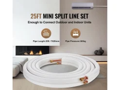 Tubo SucceBuy Conjunto de Mini-Linhas Divididas 6,4 x 9,5 x 7620 mm, Tubos de Cobre Isolados para Ar Condicionado sem Duto