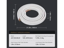 Tubo SucceBuy Kit de Linhas Mini Split 6,4 x 12,7 mm x 4876,8 mm Tubo de Cobre para AC com Cabo de Ligação